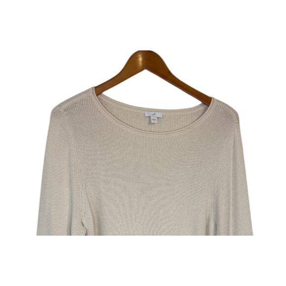 Not For Sale J.Jill Sweater Women Large Cream Faux Fur Trim Minimalist Tunic - Picture 3 of 8